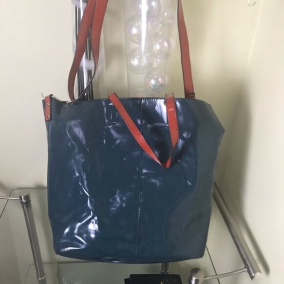 HEYS Tote Bag & Wristlet 2 Patent Vegan Leather Shoulder Tote Bag Clutch Hobo - Picture 7 of 9